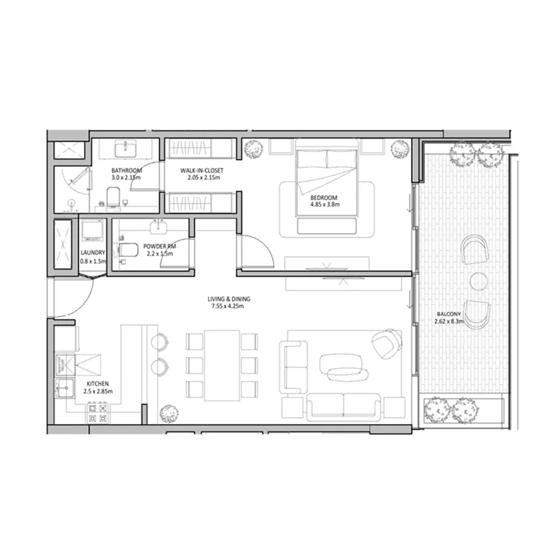 The Blue Beach Residence — планировка 3BR_TypeA(M)