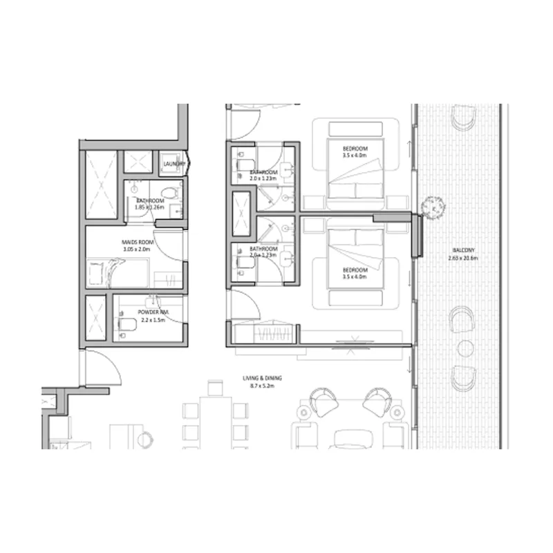 The Blue Beach Residence — планировка 3BR_TYPE A(M)