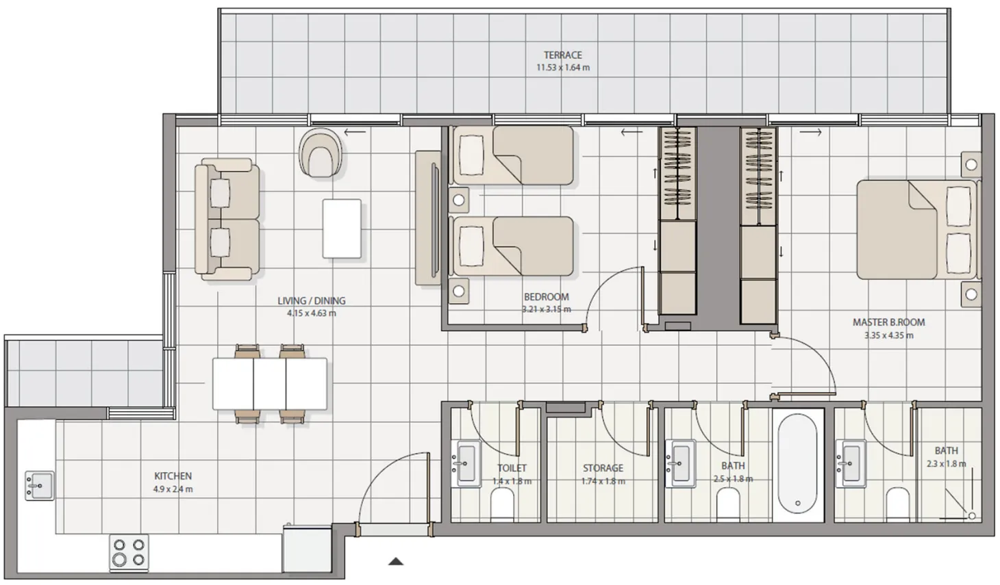 The Icon Tower — планировка 2 BR Type A