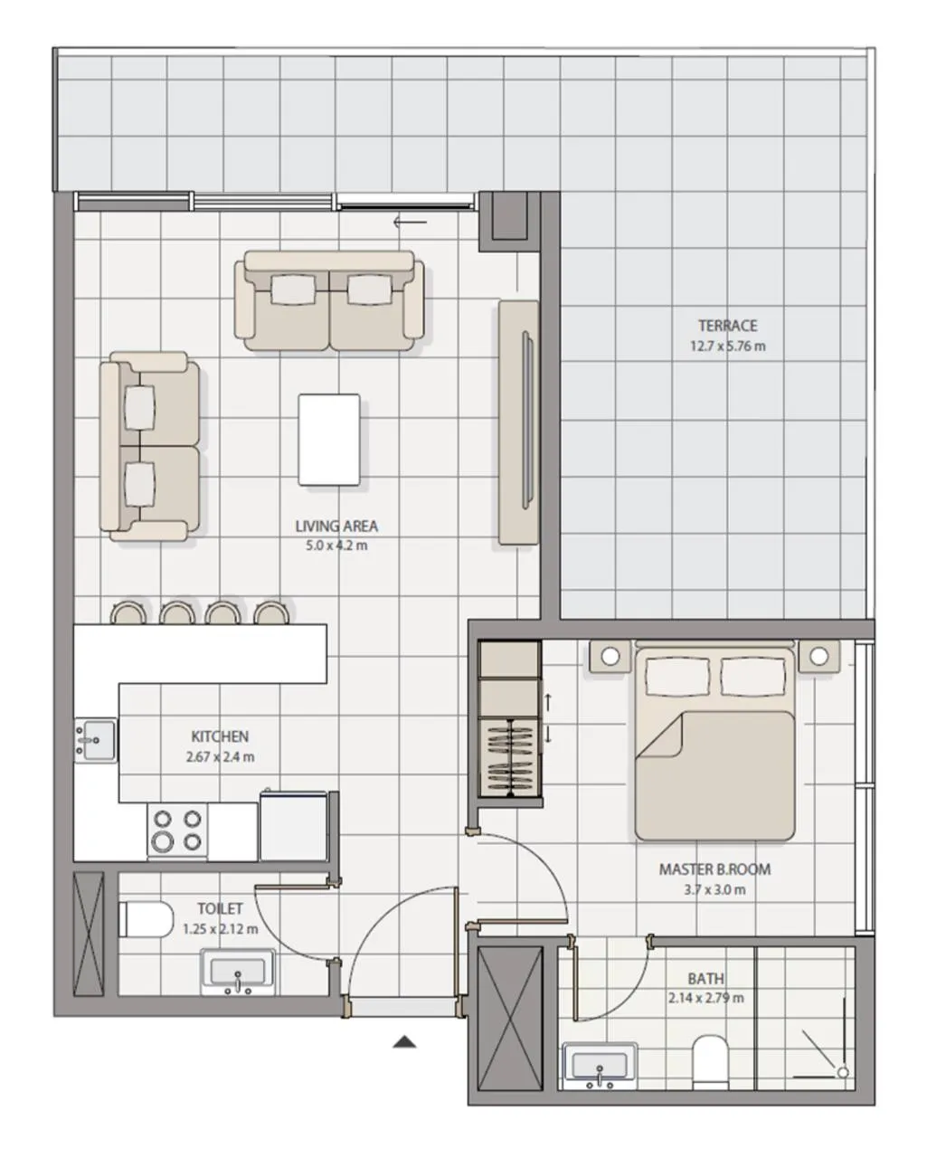 The Icon Tower — планировка 1 BR Type 2