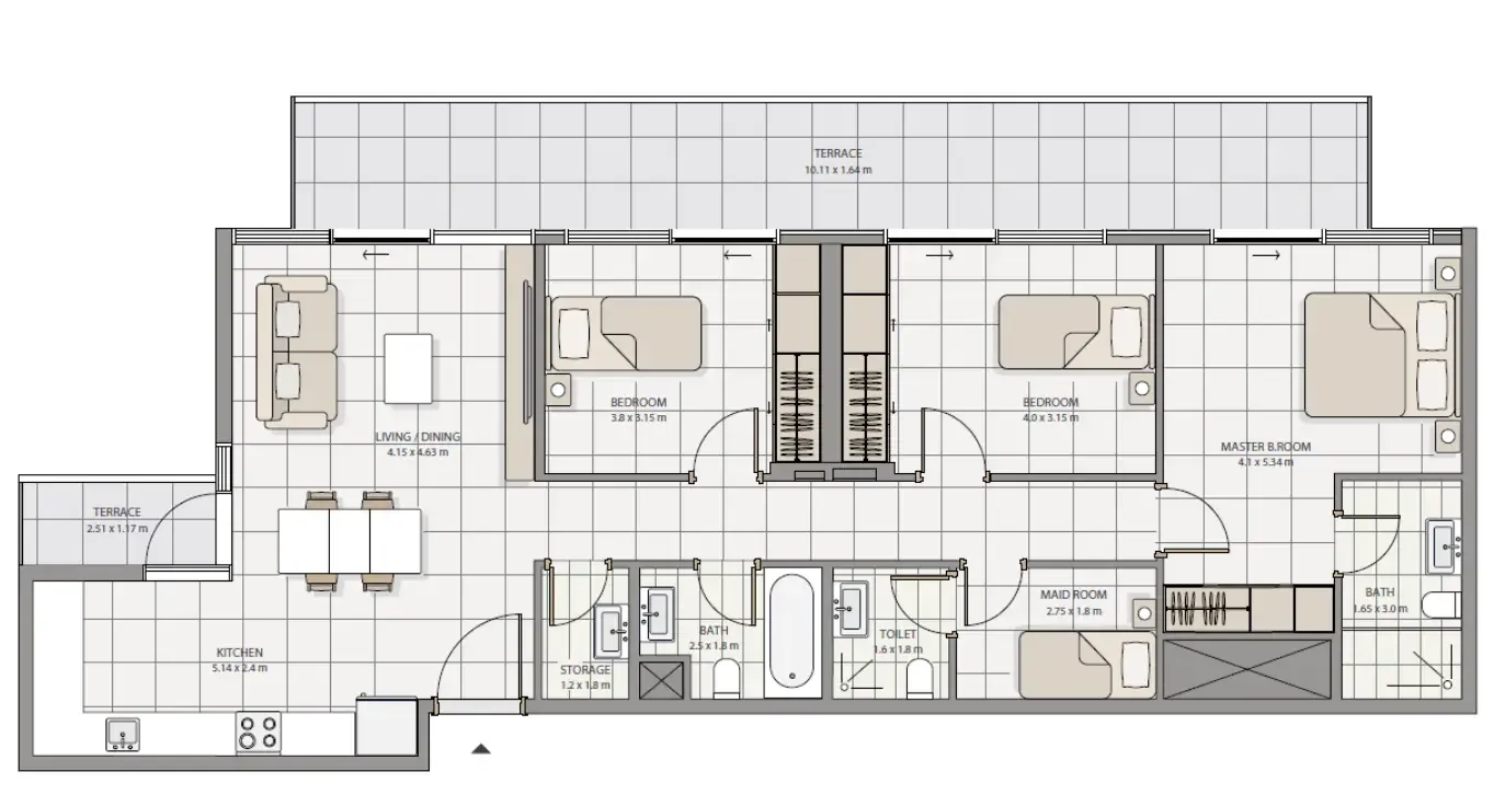 The Icon Tower — планировка 3 BR Type C