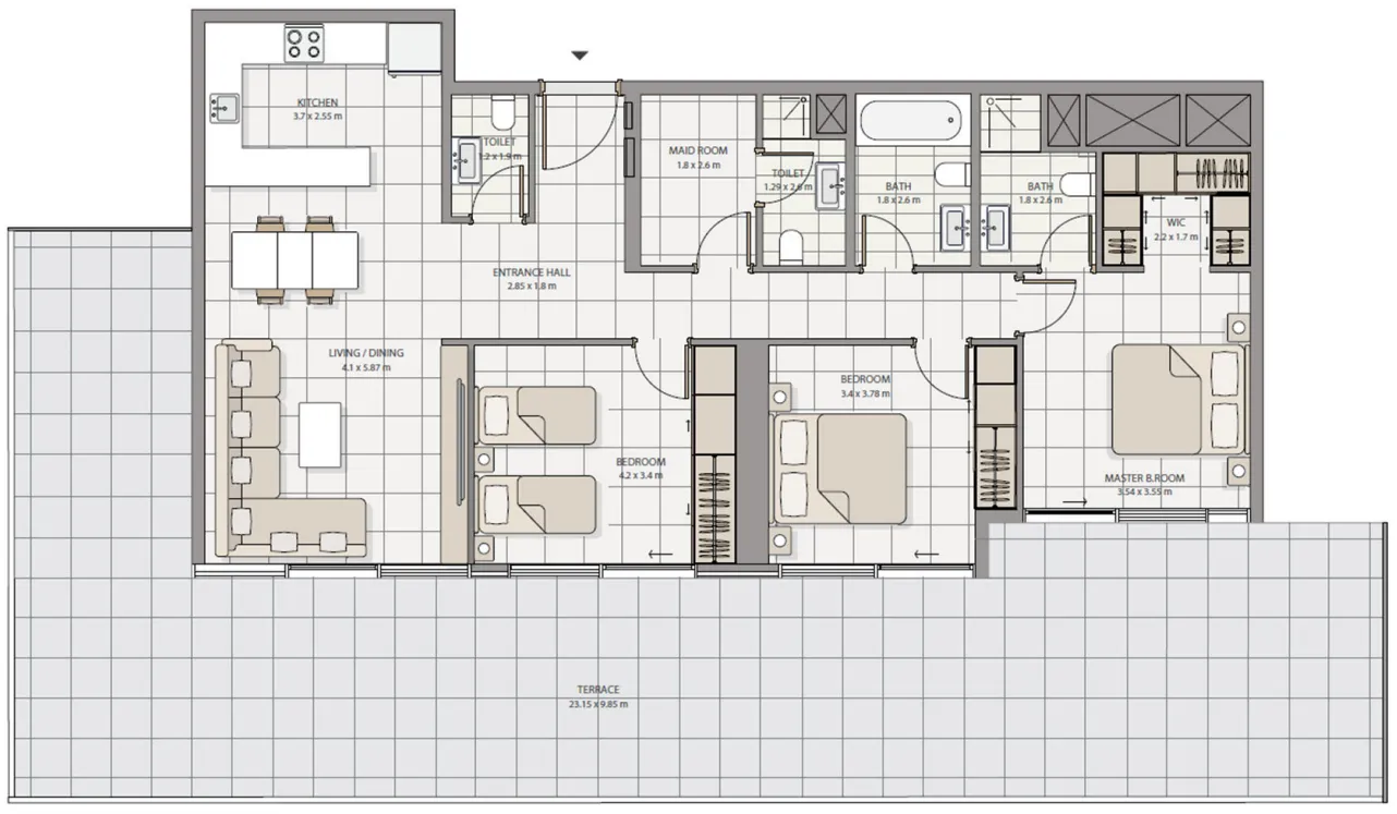 The Icon Tower — планировка 3 BR Type D