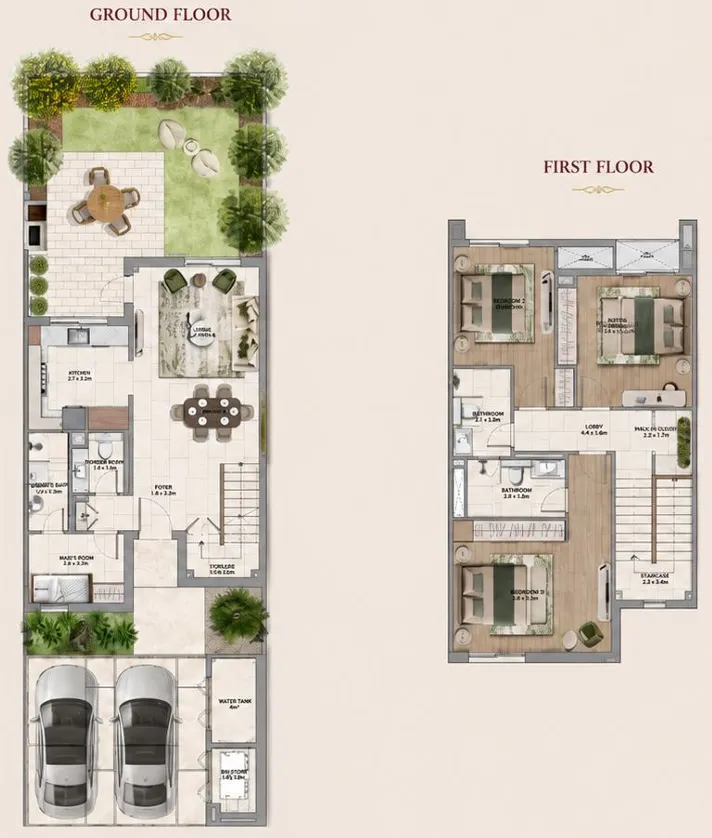 Yas Acres – The Orchids — планировка 3BR Type Mid