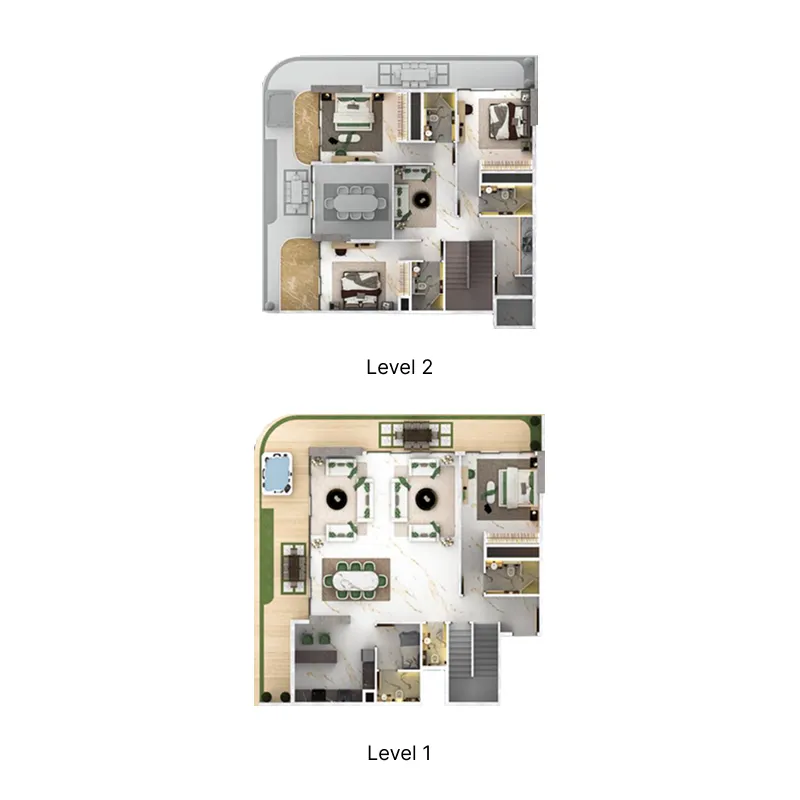 77S Tower — планировка 4BR Pent Type 3 – 4 – 7 - 8
