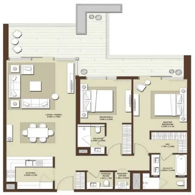 Acacia Park Heights — планировка 2 BR Type B
