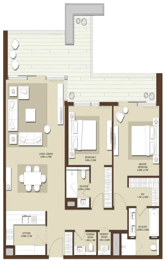 Acacia Park Heights — планировка 2 BR Type C
