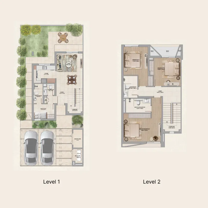 Al Ghadeer Parks — планировка 3 BR Corner