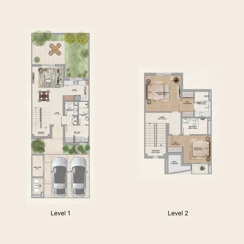 Al Ghadeer Parks — планировка 2 BR Town
