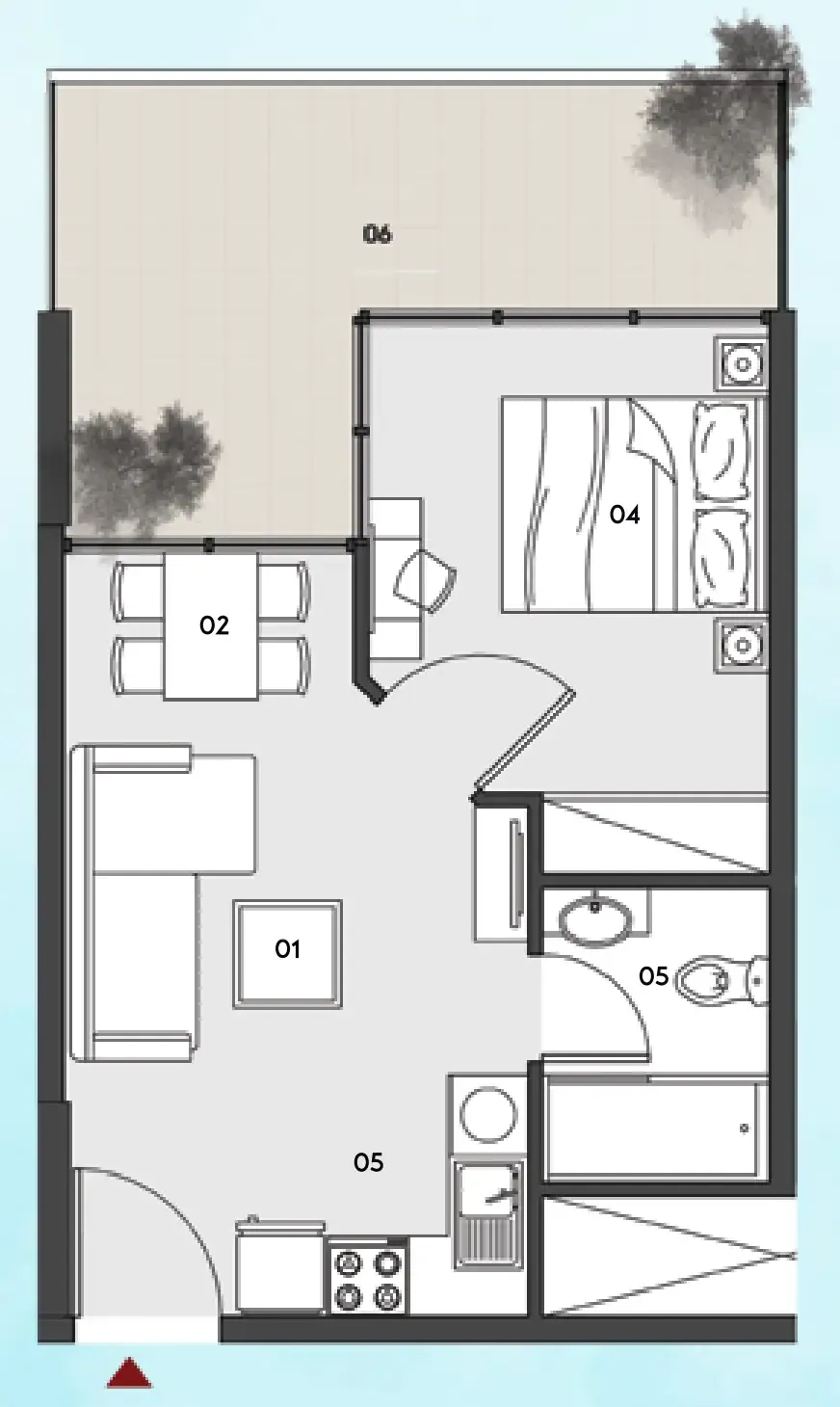 Al Maryah Vista — планировка 1 BR Type A