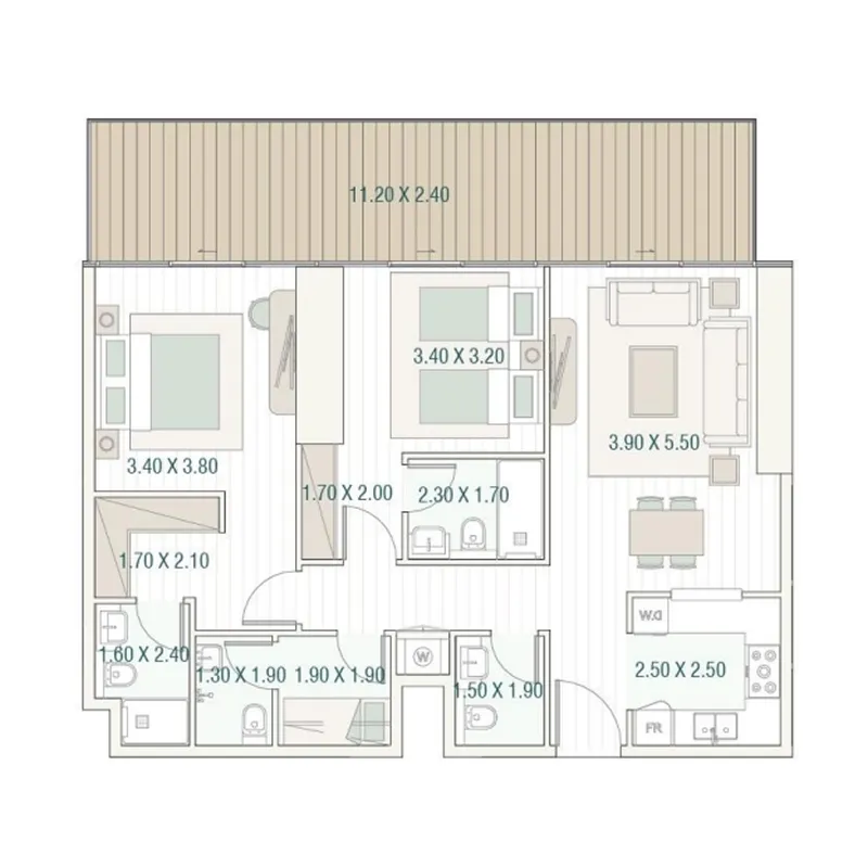Bab Al Qasr Residence 77 — планировка 2BR Typical