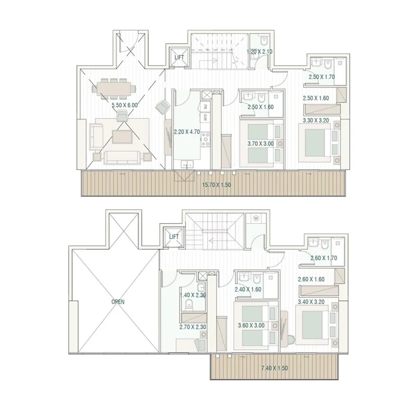 Bab Al Qasr Residence 77 — планировка 4BR Typical