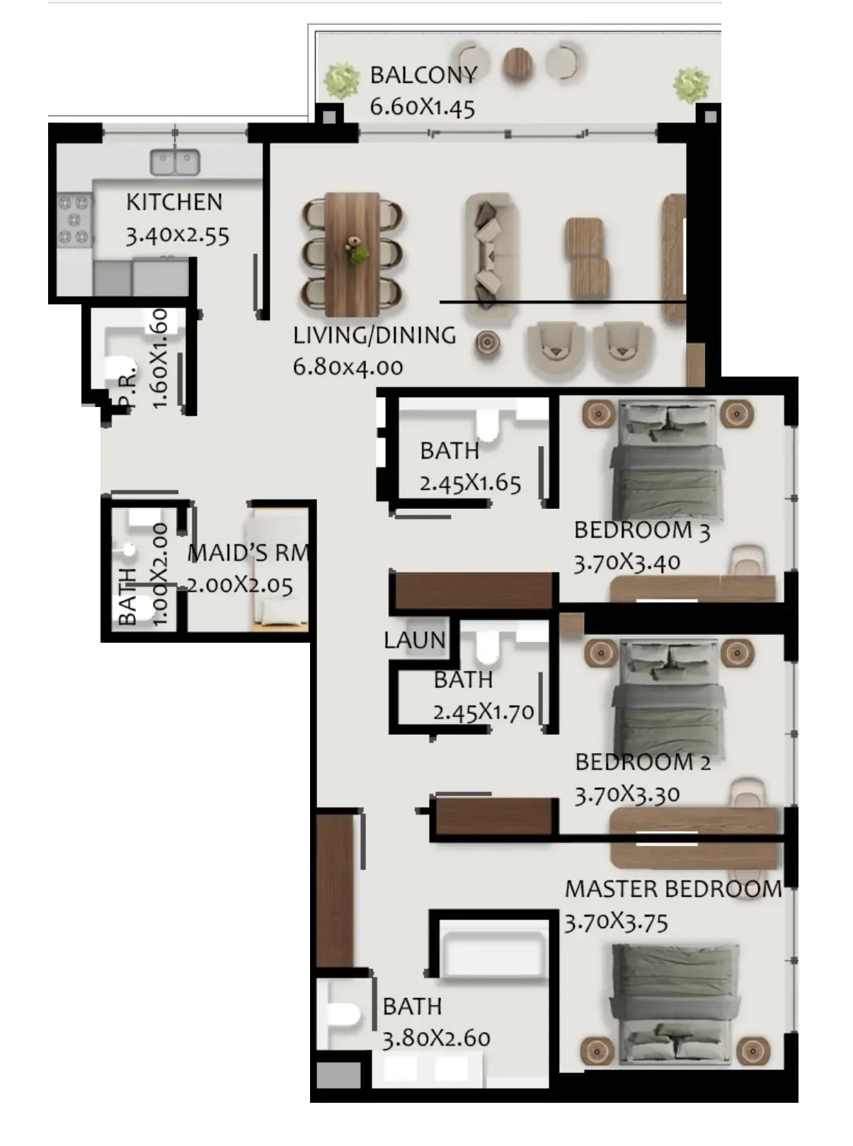 Boulevard Park at Wasl Gate — планировка 3 BR Type A