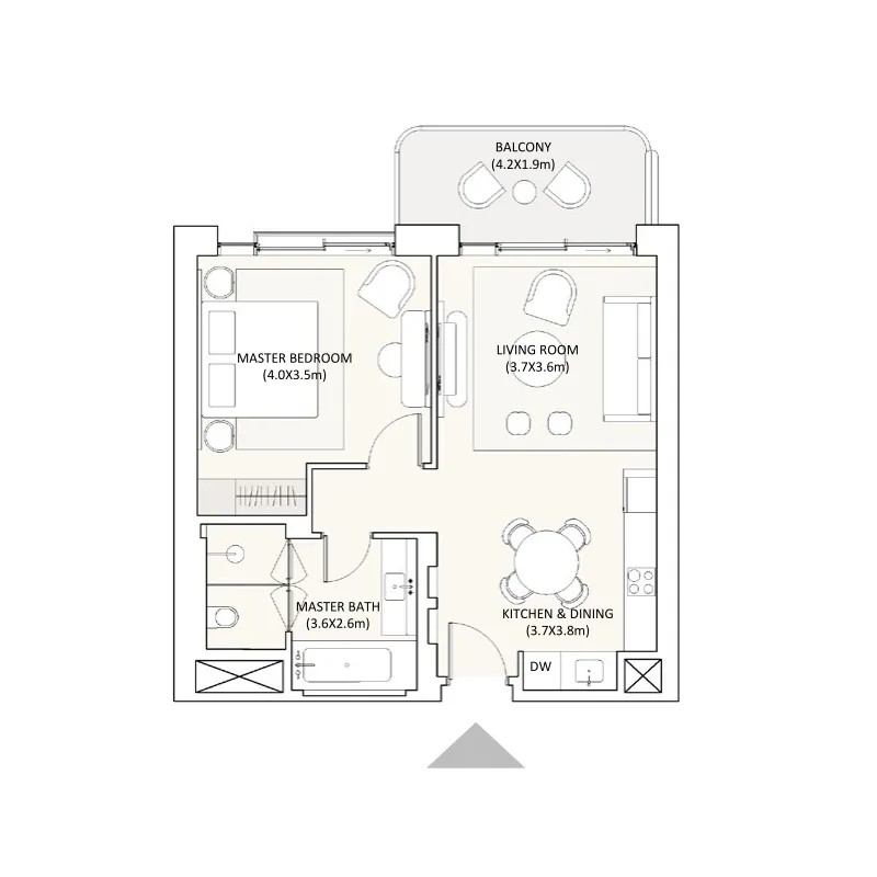 Bristol Hotel & Residences at Ramhan Island — планировка 1BR Type 1