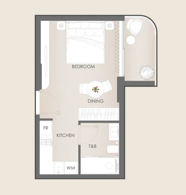 Cavara Central — планировка Studio Type A