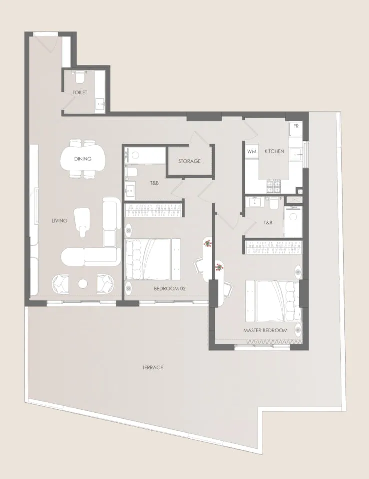 Cavara Circle — планировка 2BR Type A