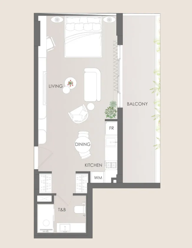 Cavara Circle — планировка Studio Type A