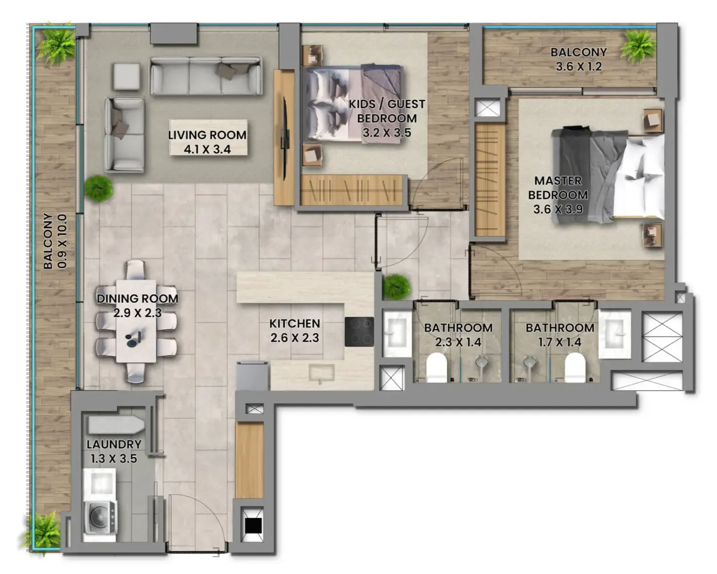 Elemental 78 — планировка 2 BR Type C