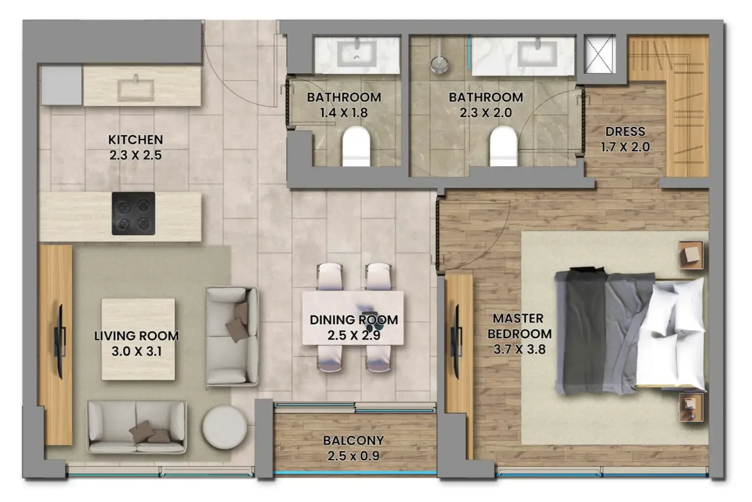 Elemental 78 — планировка 1 BR Type A