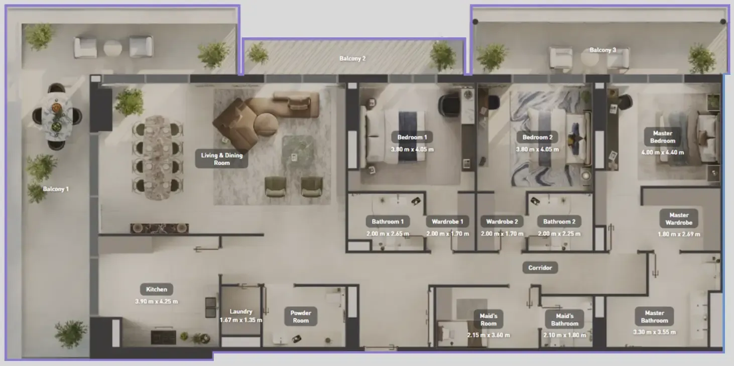 Juman 1 — планировка 3 BR Type B