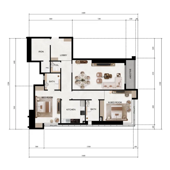 Lily Tower — планировка 2 BR Type 09