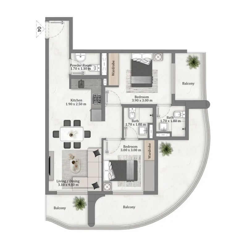 Miorah Maison by Zoya — планировка 2BR Type4