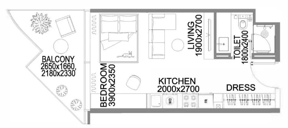 The WOW Tower — планировка 0 BR Type C