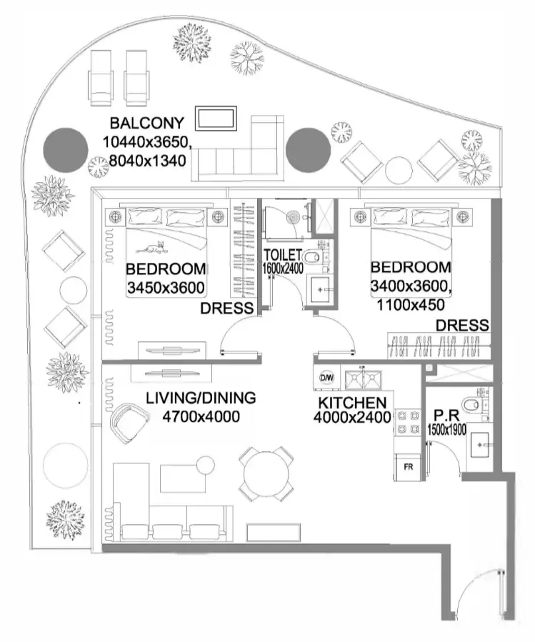 The WOW Tower — планировка 2 BR Type B