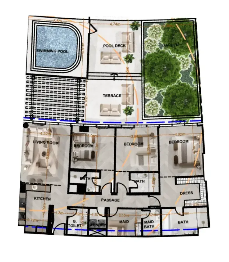 Radiant Terrace — планировка 3 BR Type A