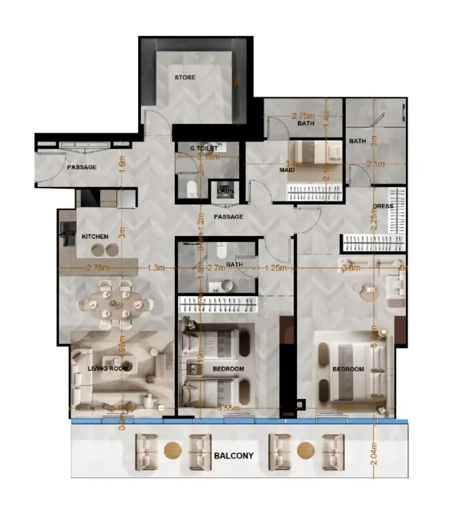 Radiant Terrace — планировка 2 BR Type Z