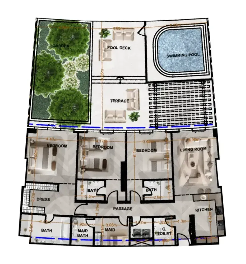 Radiant Terrace — планировка 3 BR Type B