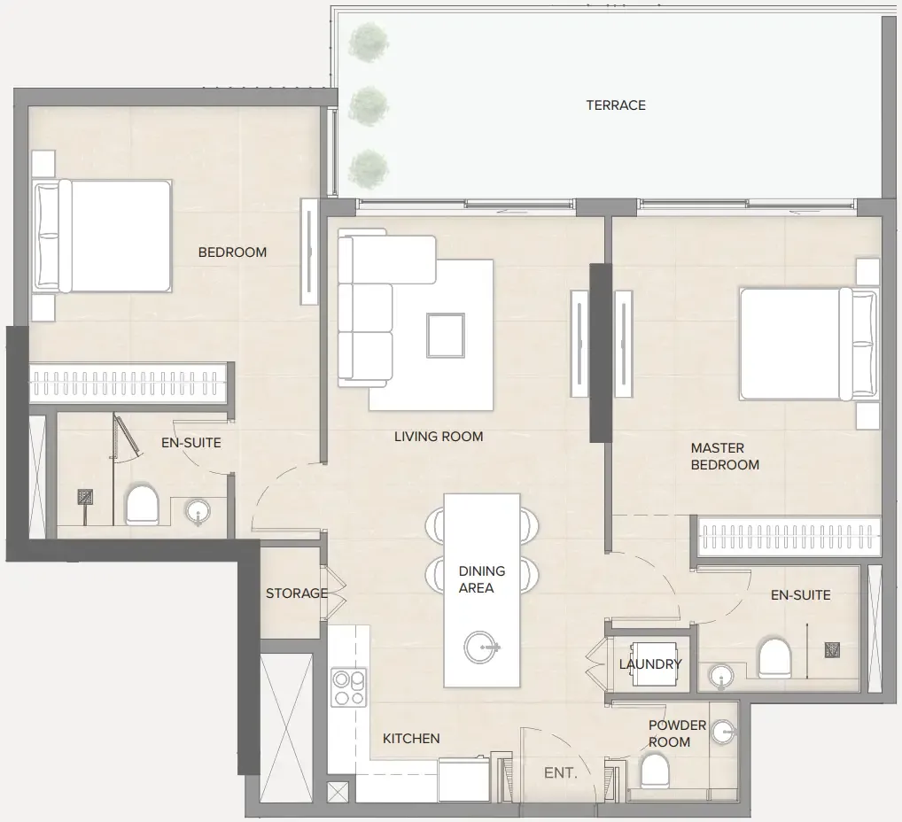 Arka Enclave Residences by Atmosphere Living — планировка 2 BR Type A