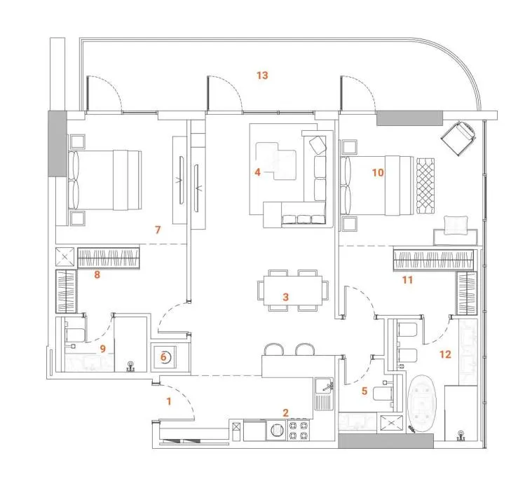 The Orchard Place Tower C — планировка 2 BR Type A
