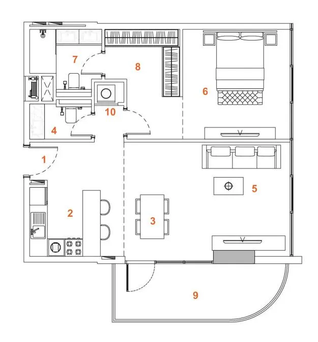 The Orchard Place Tower C — планировка 1 BR Type A
