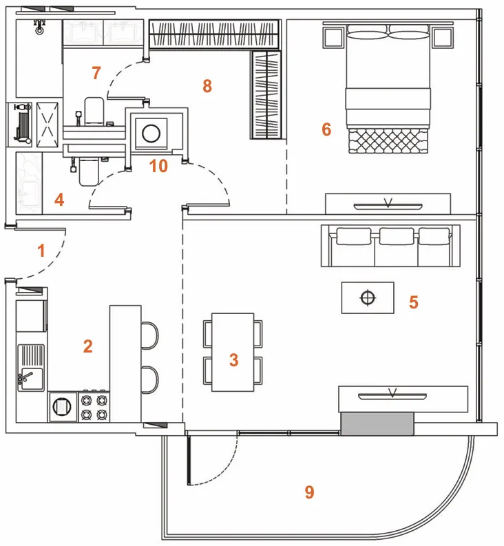The Orchard Place Tower C — планировка 1BR Type 2