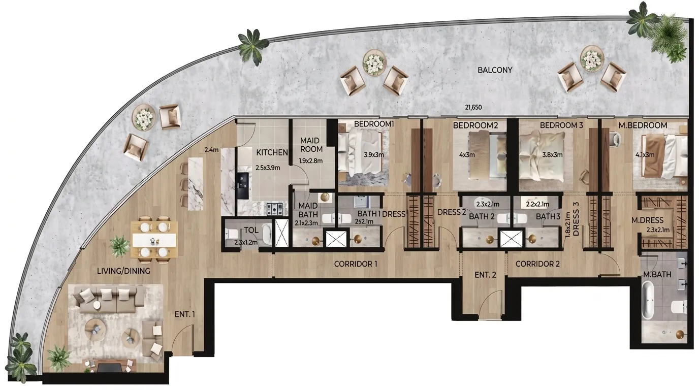 Waterfront by Missoni — планировка 4BR Type A