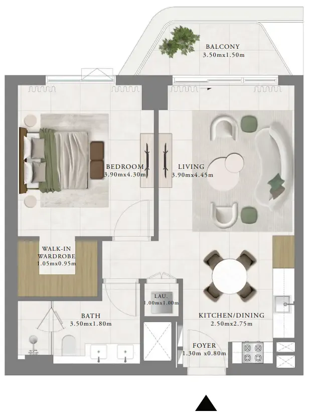 Sera 1 — планировка 1 BR Type A