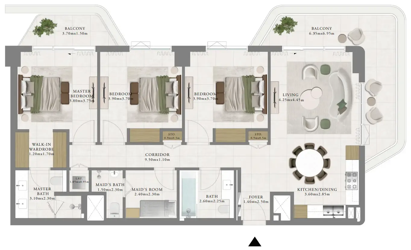 Sera 1 — планировка 3 BR Type A