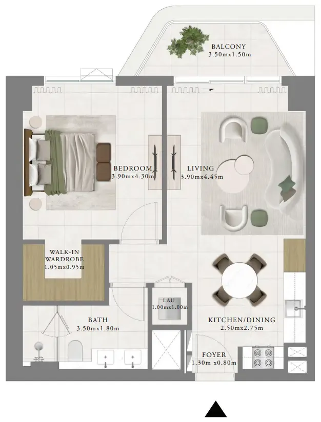 Sera 1 — планировка 1 BR Type B