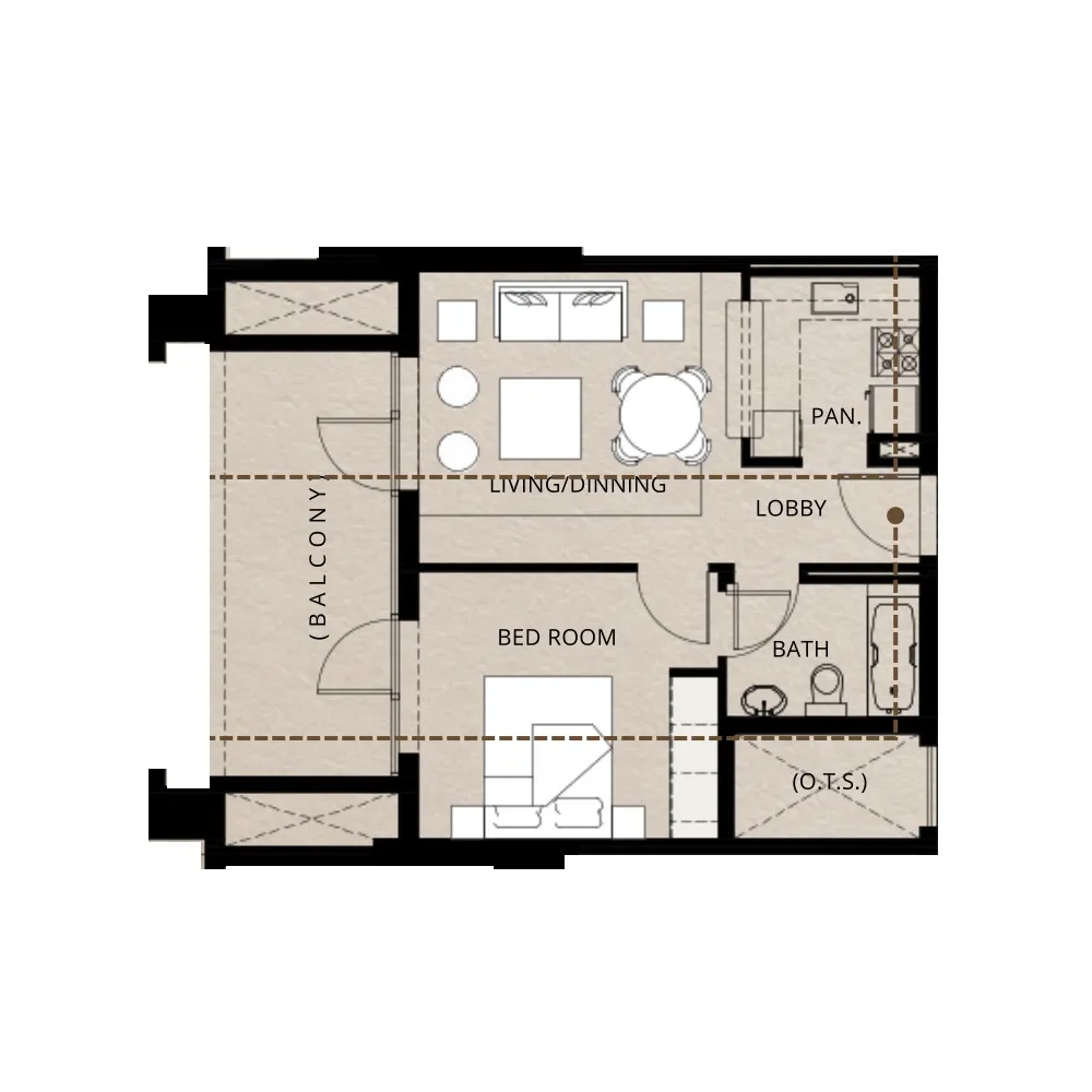 Trace Park — планировка 1BR Type A