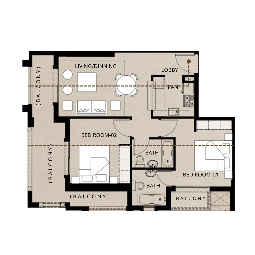 Trace Park — планировка 2BR Type A