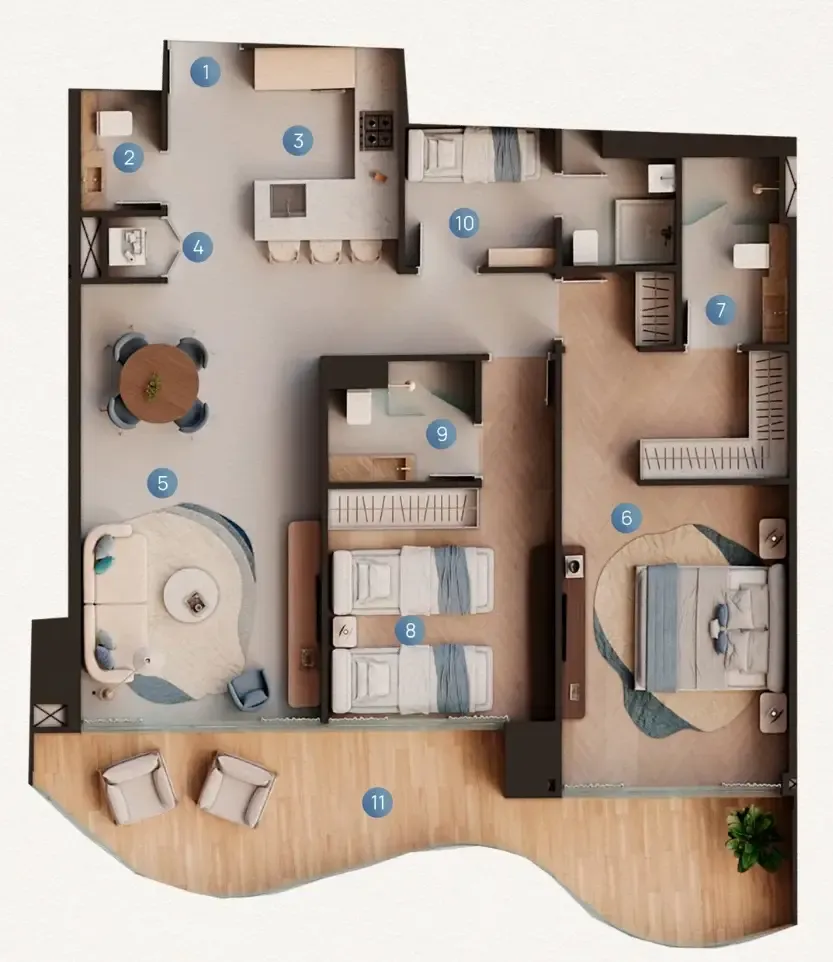 Fala by Kasco — планировка 2 BR Plus Type 12