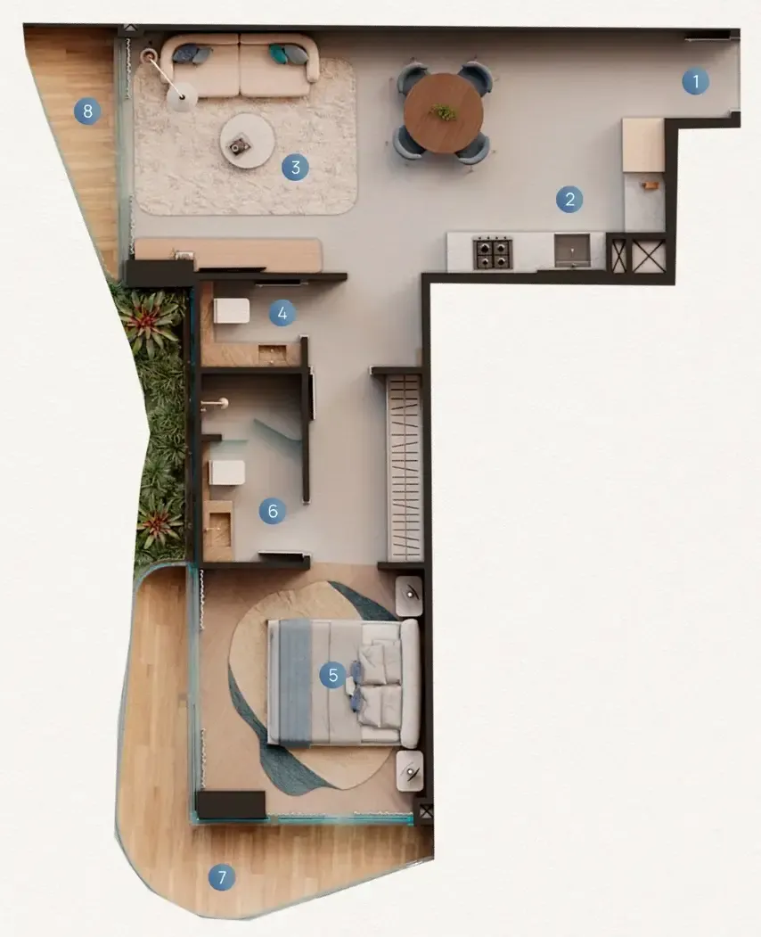 Fala by Kasco — планировка 1 BR Type 09
