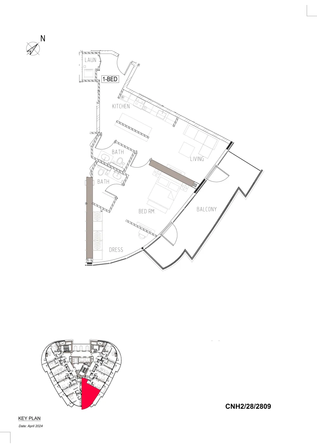 Canal Heights — планировка 1 BR Type B