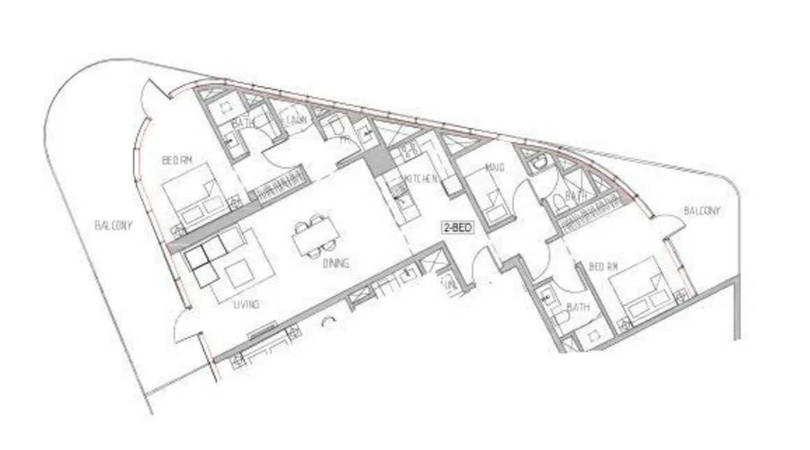 Canal Heights — планировка 2 BR Type J