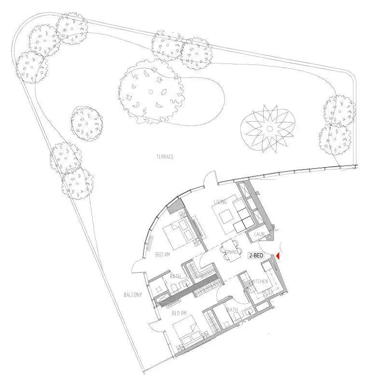 Canal Heights — планировка 2 BR Type AA