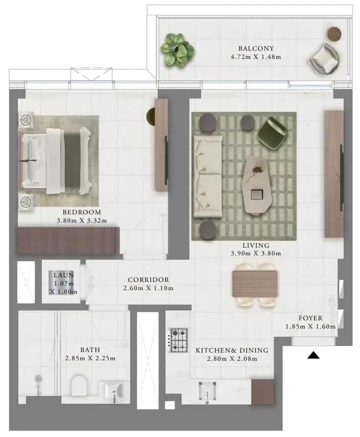 Creek Bay — планировка 1 BR Type B