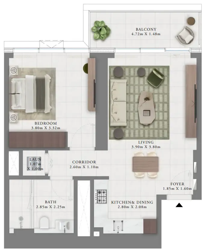 Creek Bay — планировка 1 BR Type A