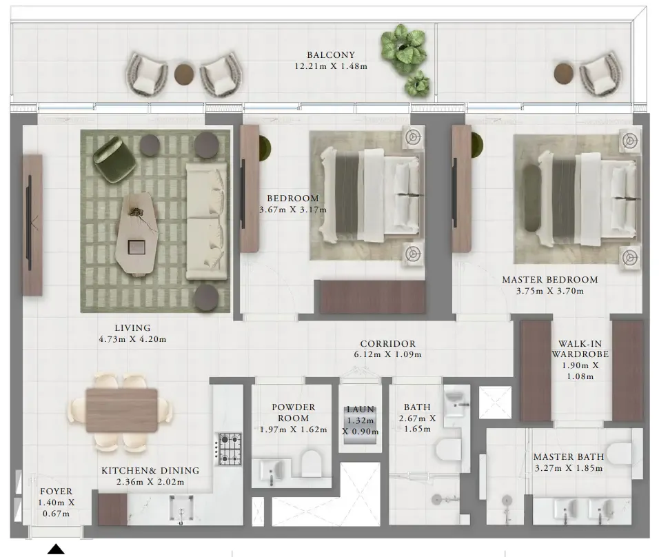 Creek Bay — планировка 2 BR Type AB