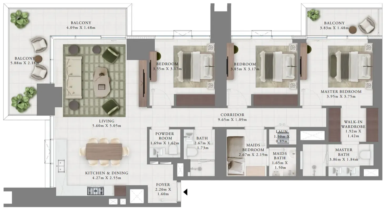 Creek Bay — планировка 3 BR Type I