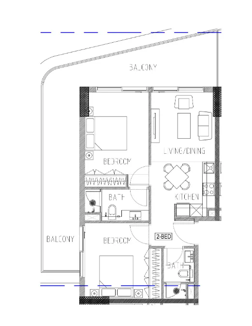 Elo Damac — планировка 2 BR Type B